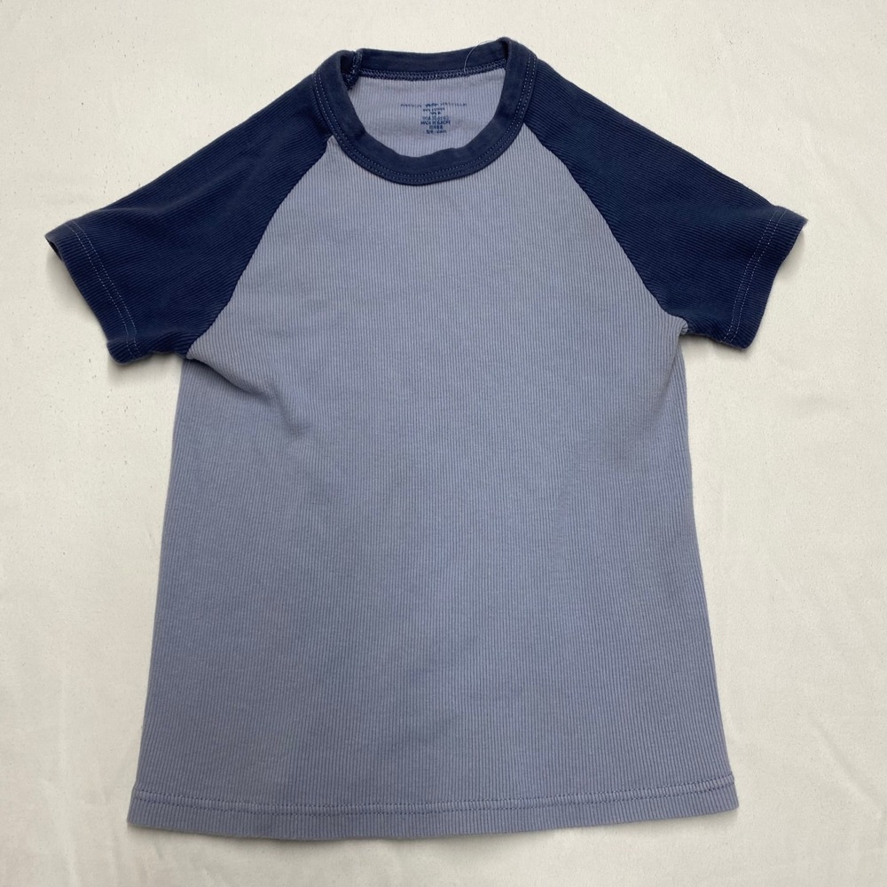 Brandy Melville Blue Ribbed Raglan Baseball Tee Short Sleeve Cotton Top